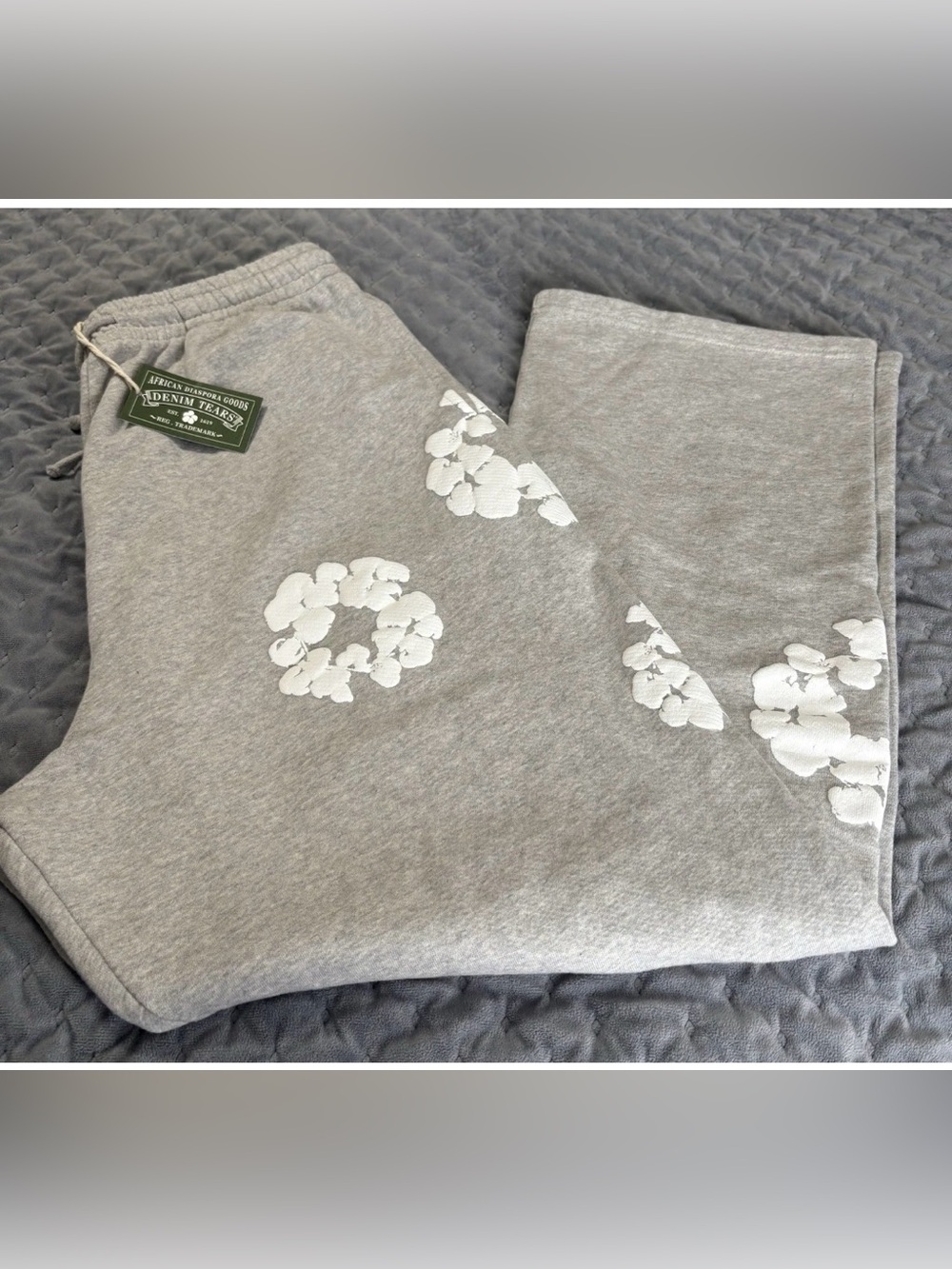 Denim Tears Cotton Wreath Baggy Sweatpants Grey Men’s Large NWT
